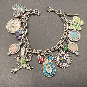 Vintage silver tone charm bracelet